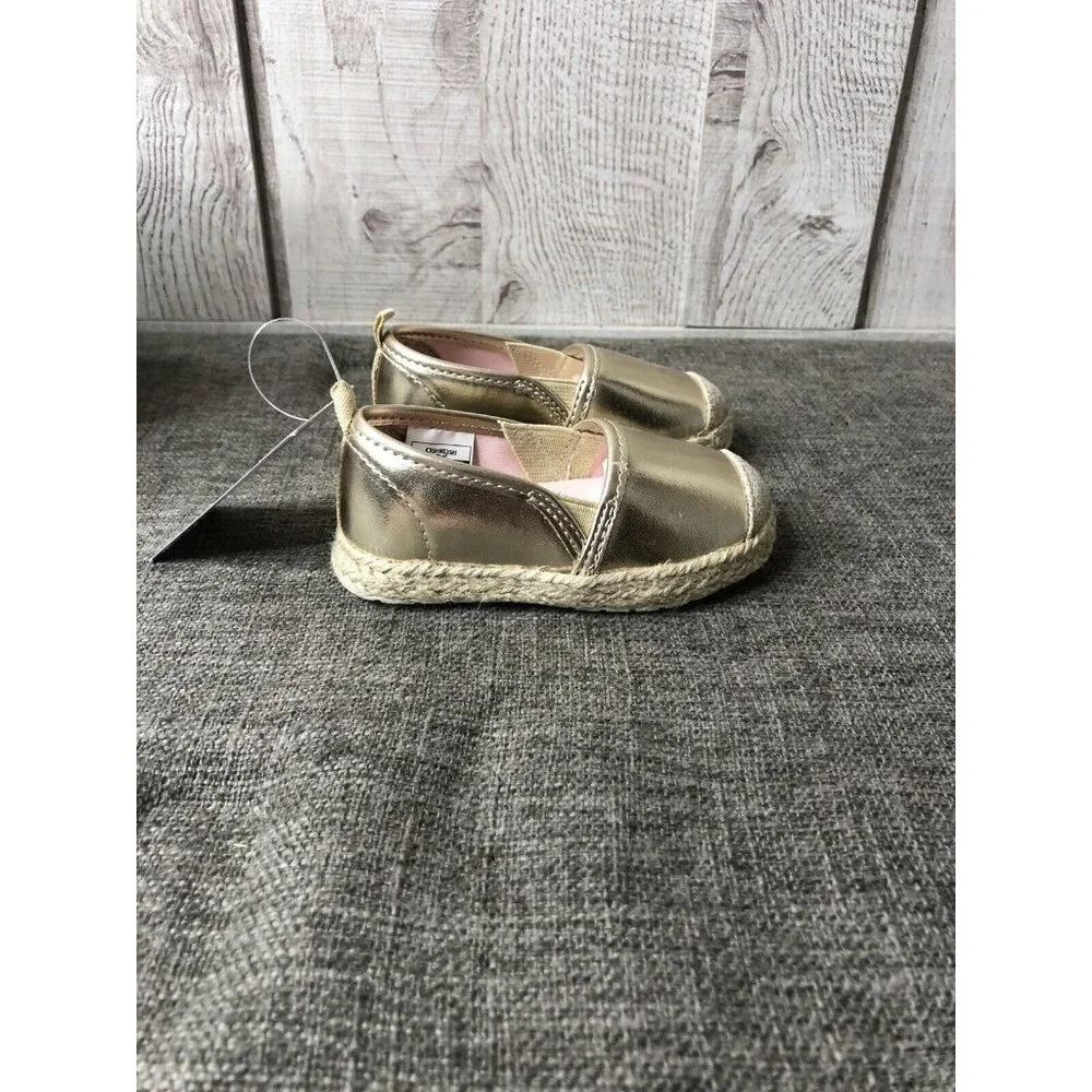 Osh Kosh B Gosh Girls Shoes Size 4 Toddlers Gold Shiny Belle Slip On Casual